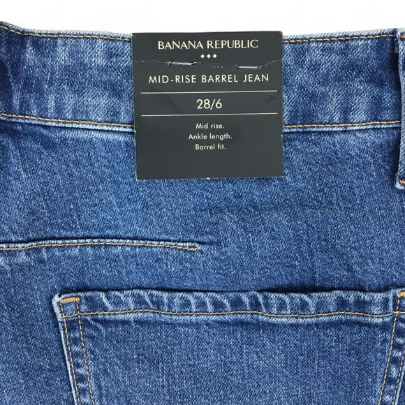 Banana Republic Barrel Jeans Womens sz 28 /6 Mid Rise Medium Wash Stretch NEW - Picture 8 of 16